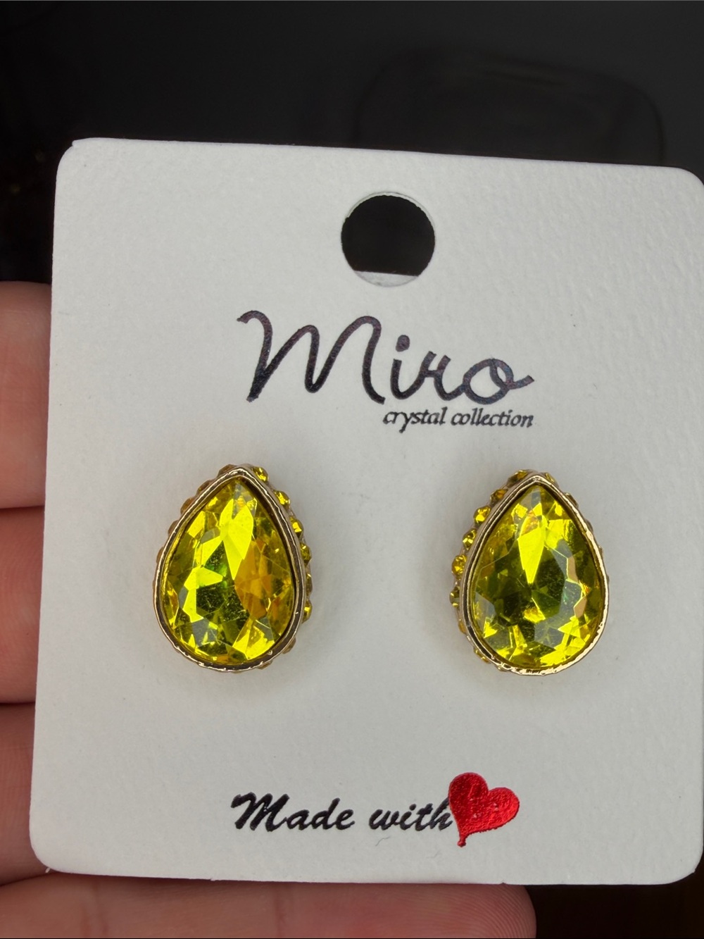 IRO Bright Yellow Teardrop Crystal Stud Earrings